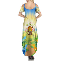 Quality Learning Center Family Matching Summer Maxi Dress and Hawaiian Shirt Funny Day Care Bright and Playful Branded