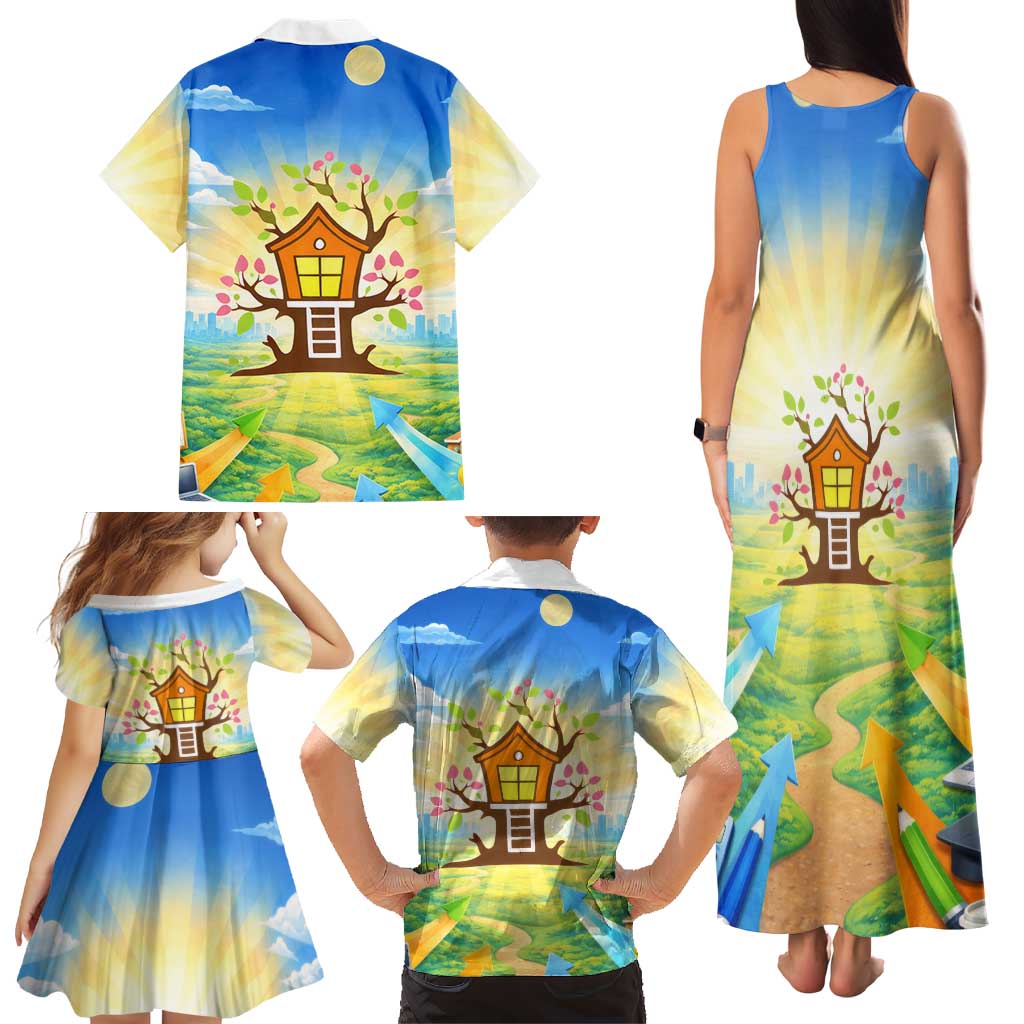 Quality Learning Center Family Matching Tank Maxi Dress and Hawaiian Shirt Funny Day Care Bright and Playful Branded