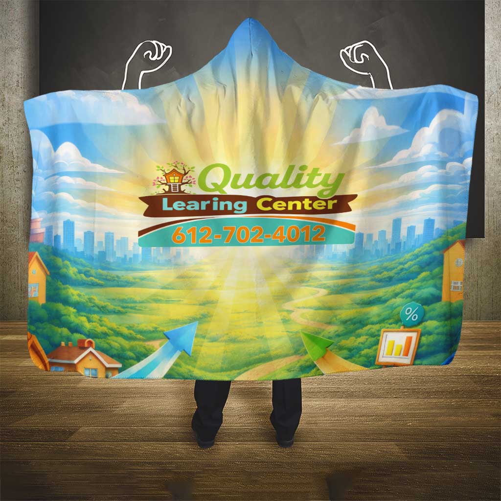 Quality Learning Center Hooded Blanket Funny Day Care Bright and Playful Branded