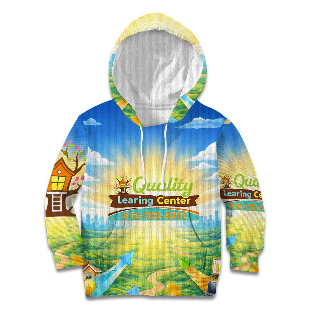Quality Learning Center Kid Hoodie Funny Day Care Bright and Playful Branded