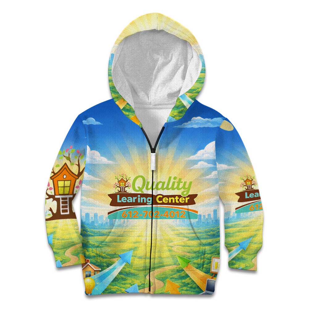Quality Learning Center Kid Hoodie Funny Day Care Bright and Playful Branded