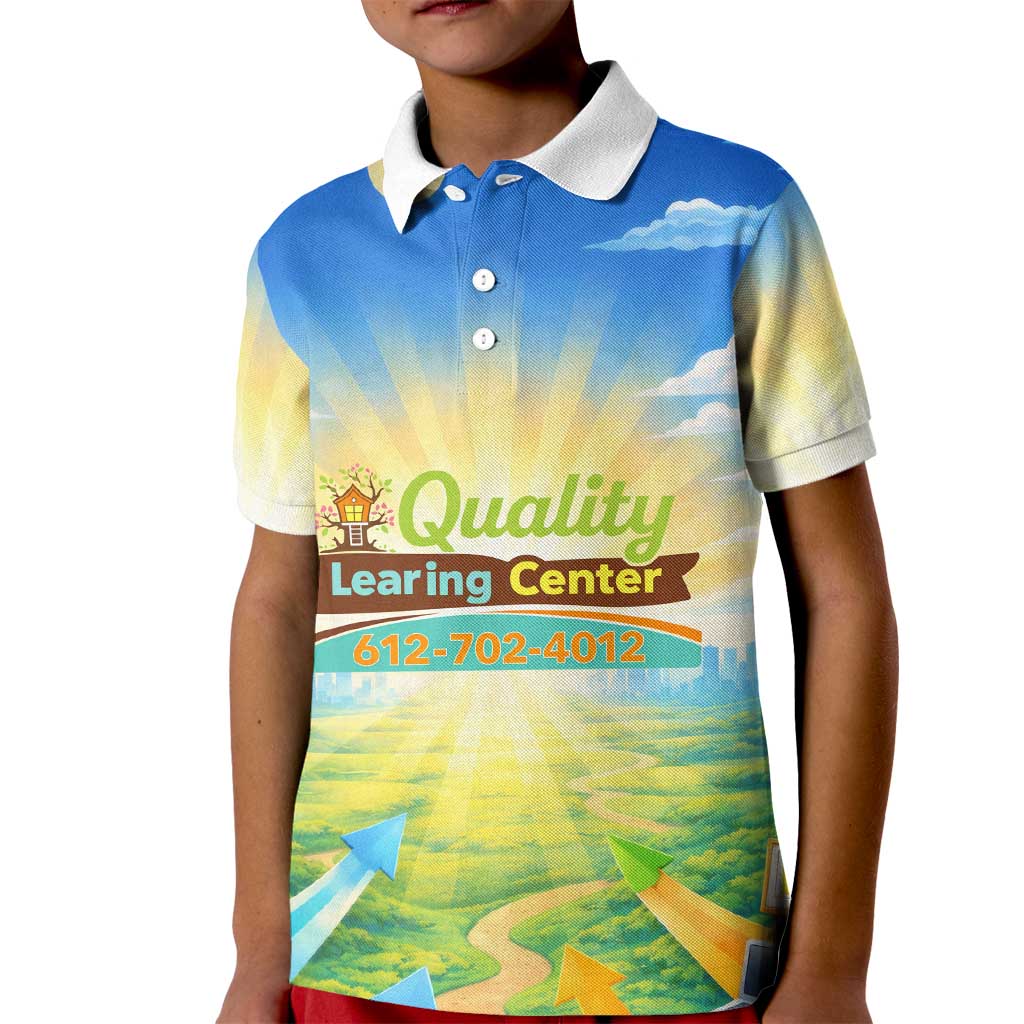 Quality Learning Center Kid Polo Shirt Funny Day Care Bright and Playful Branded