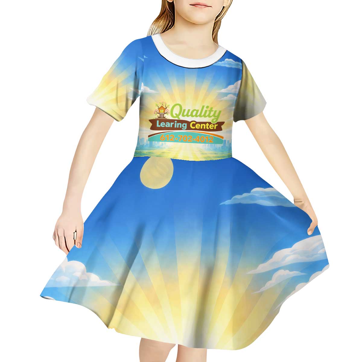 Quality Learning Center Kid Short Sleeve Dress Funny Day Care Bright and Playful Branded