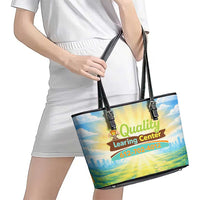 Quality Learning Center Leather Tote Bag Funny Day Care Bright and Playful Branded