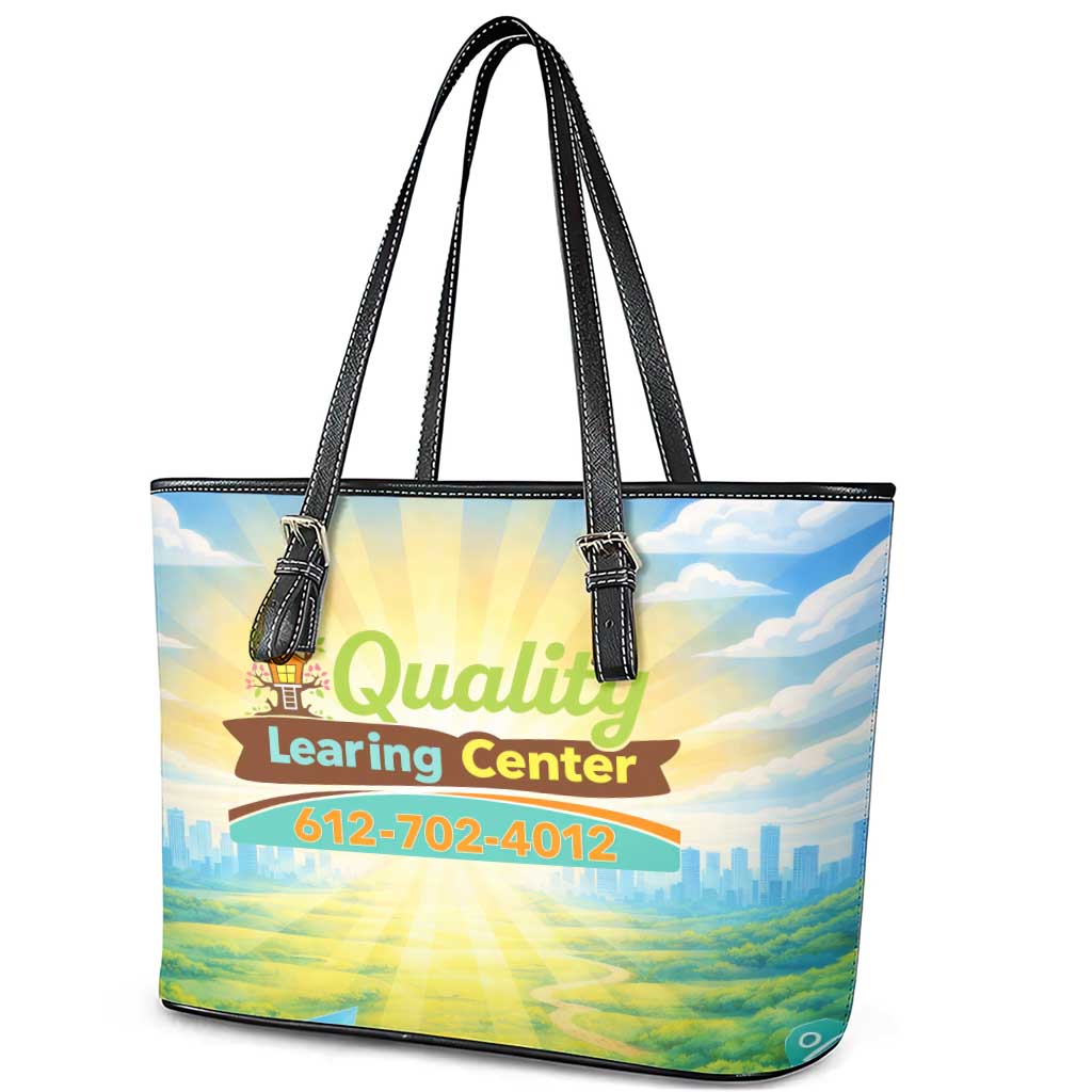 Quality Learning Center Leather Tote Bag Funny Day Care Bright and Playful Branded