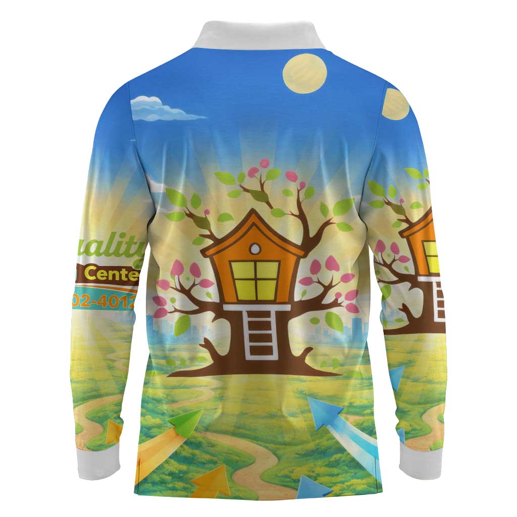 Quality Learning Center Long Sleeve Polo Shirt Funny Day Care Bright and Playful Branded