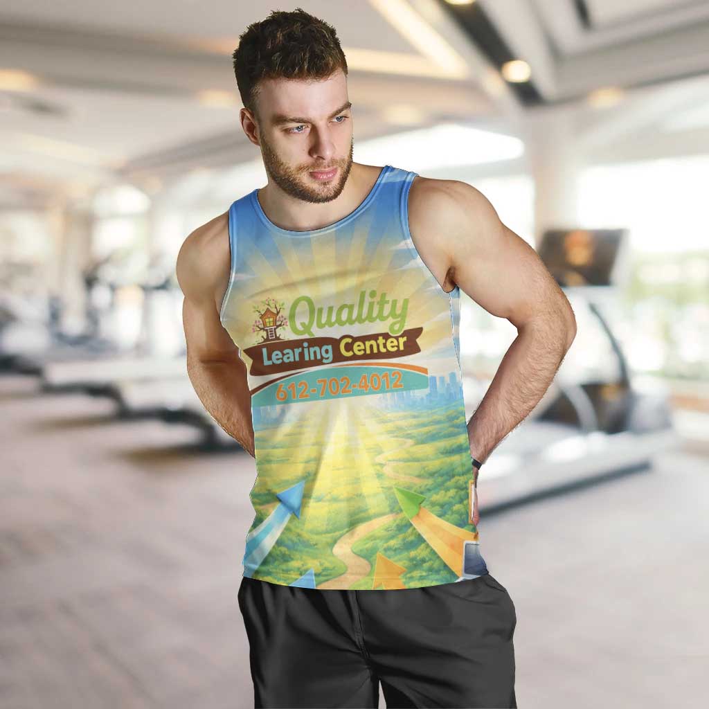 Quality Learning Center Men Tank Top Funny Day Care Bright and Playful Branded