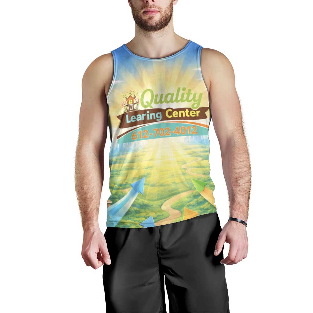 Quality Learning Center Men Tank Top Funny Day Care Bright and Playful Branded