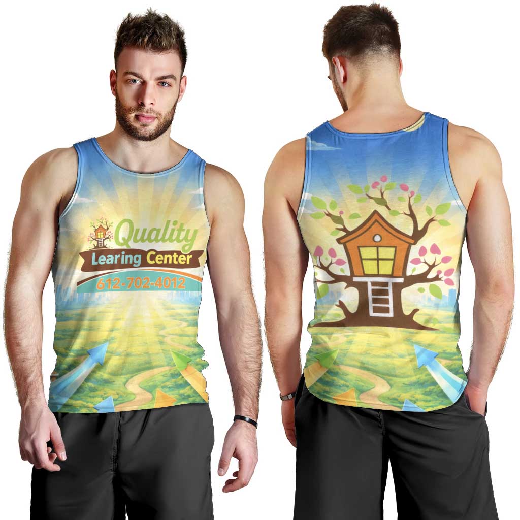 Quality Learning Center Men Tank Top Funny Day Care Bright and Playful Branded
