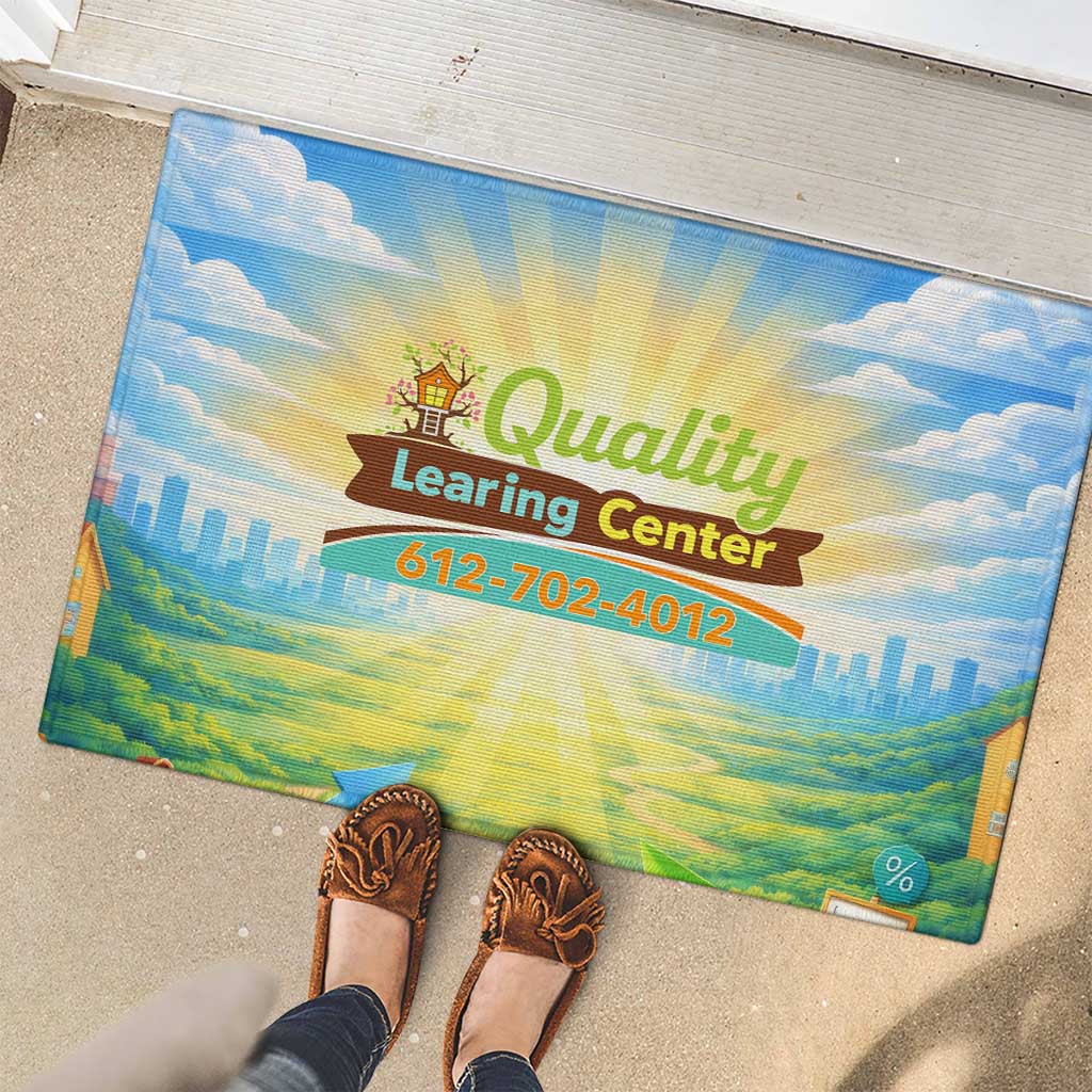 Quality Learning Center Rubber Doormat Funny Day Care Bright and Playful Branded