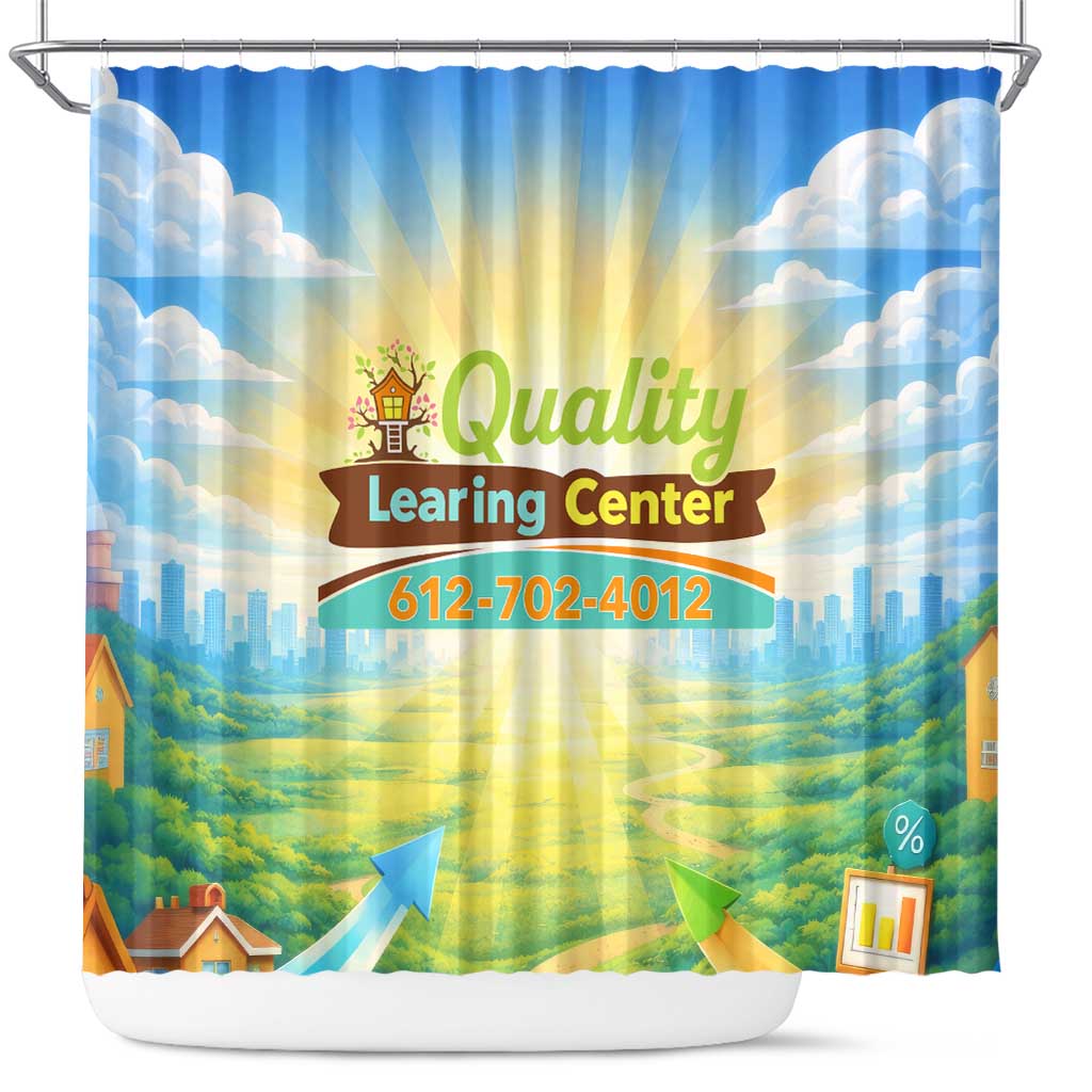 Quality Learning Center Shower Curtain Funny Day Care Bright and Playful Branded