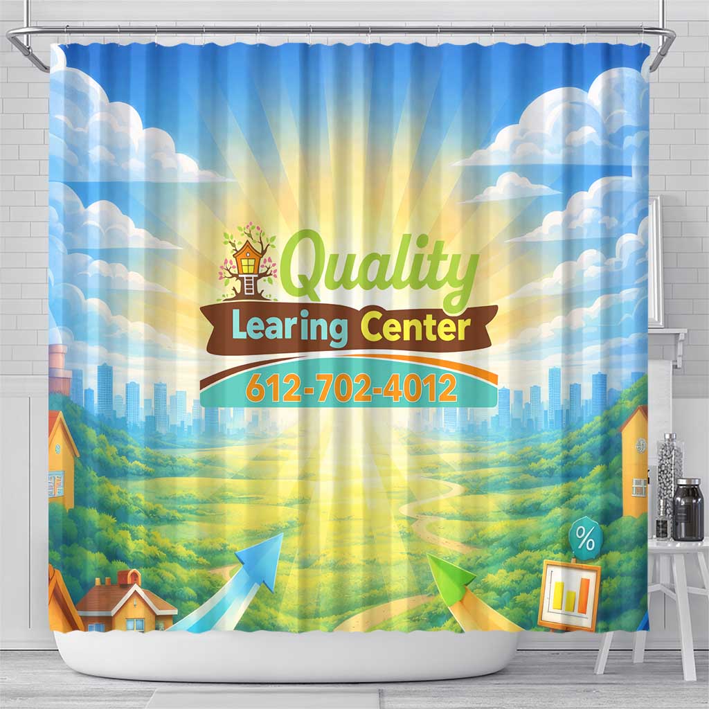 Quality Learning Center Shower Curtain Funny Day Care Bright and Playful Branded
