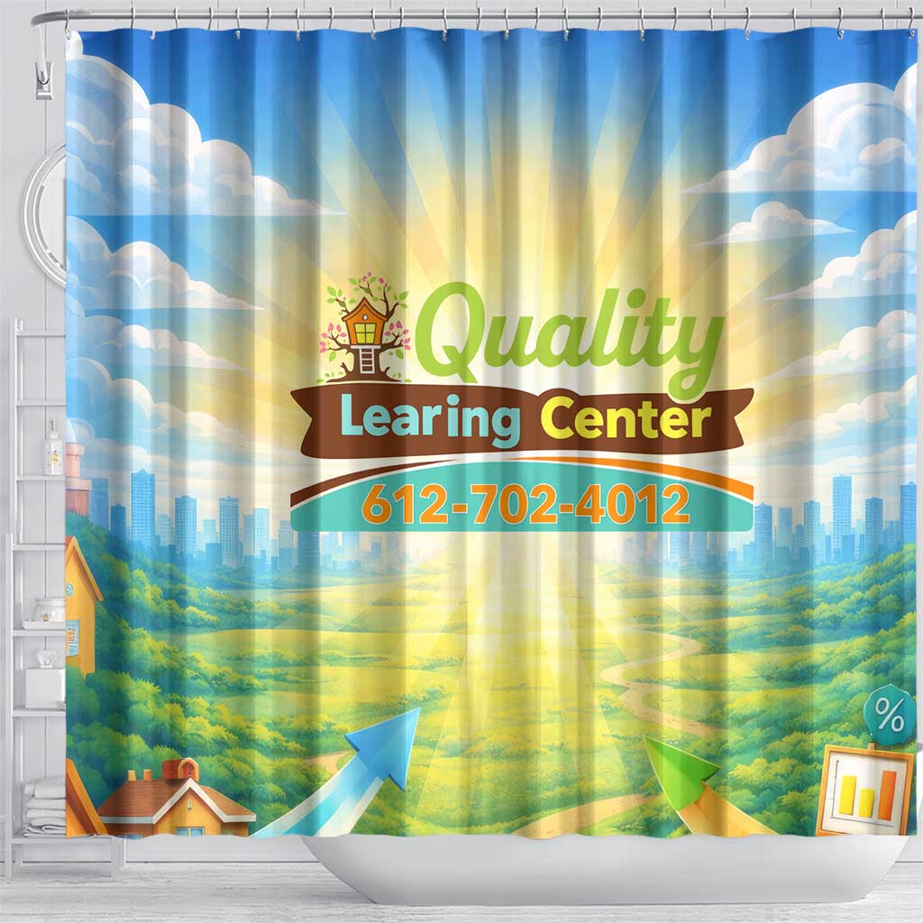 Quality Learning Center Shower Curtain Funny Day Care Bright and Playful Branded