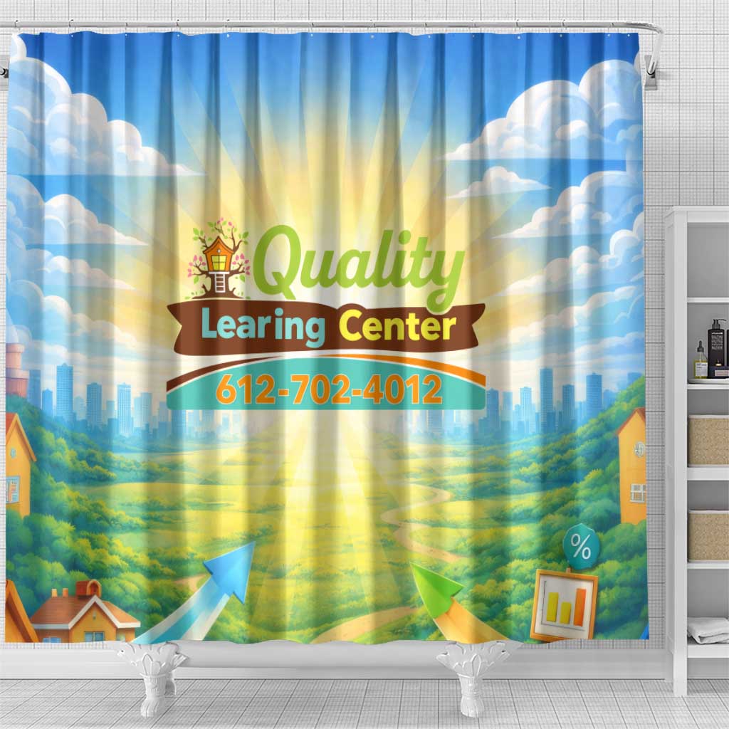 Quality Learning Center Shower Curtain Funny Day Care Bright and Playful Branded