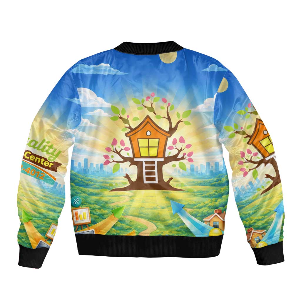 Quality Learning Center Sleeve Zip Bomber Jacket Funny Day Care Bright and Playful Branded