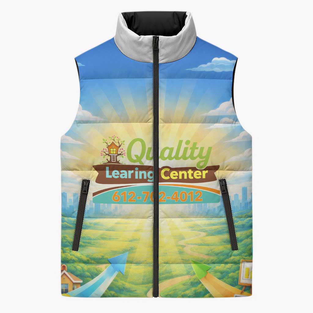 Quality Learning Center Sleeveless Puffer Jacket Funny Day Care Bright and Playful Branded
