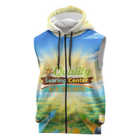Quality Learning Center Sleeveless Zip Hoodie Funny Day Care Bright and Playful Branded