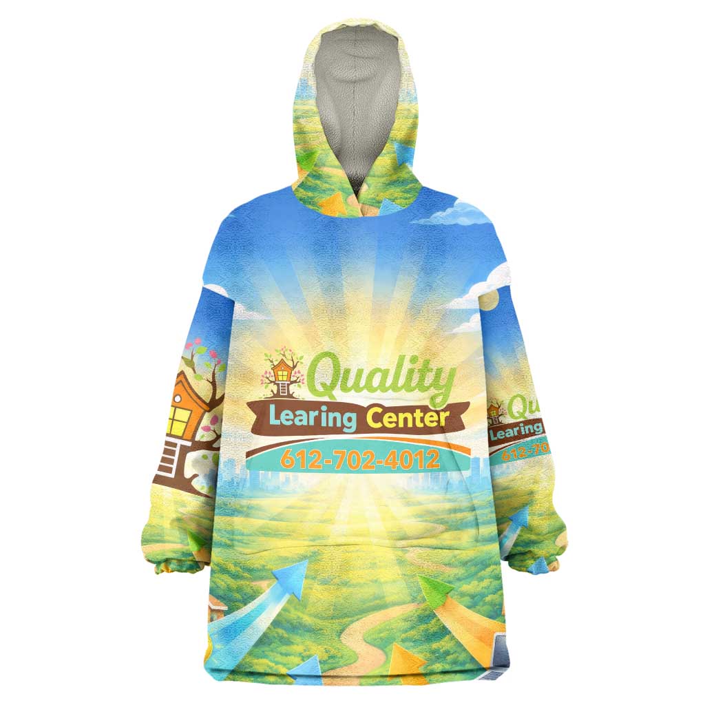 Quality Learning Center Wearable Blanket Hoodie Funny Day Care Bright and Playful Branded
