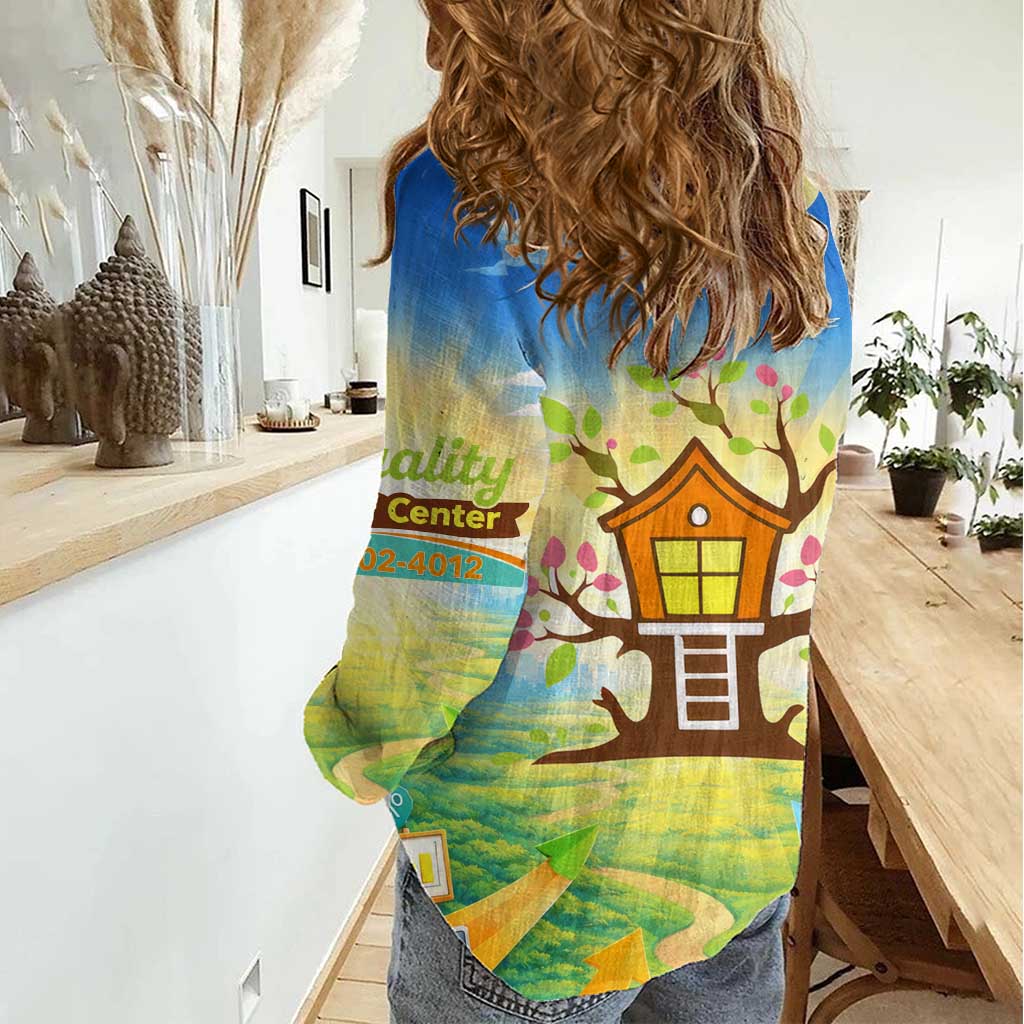 Quality Learning Center Women Casual Shirt Funny Day Care Bright and Playful Branded