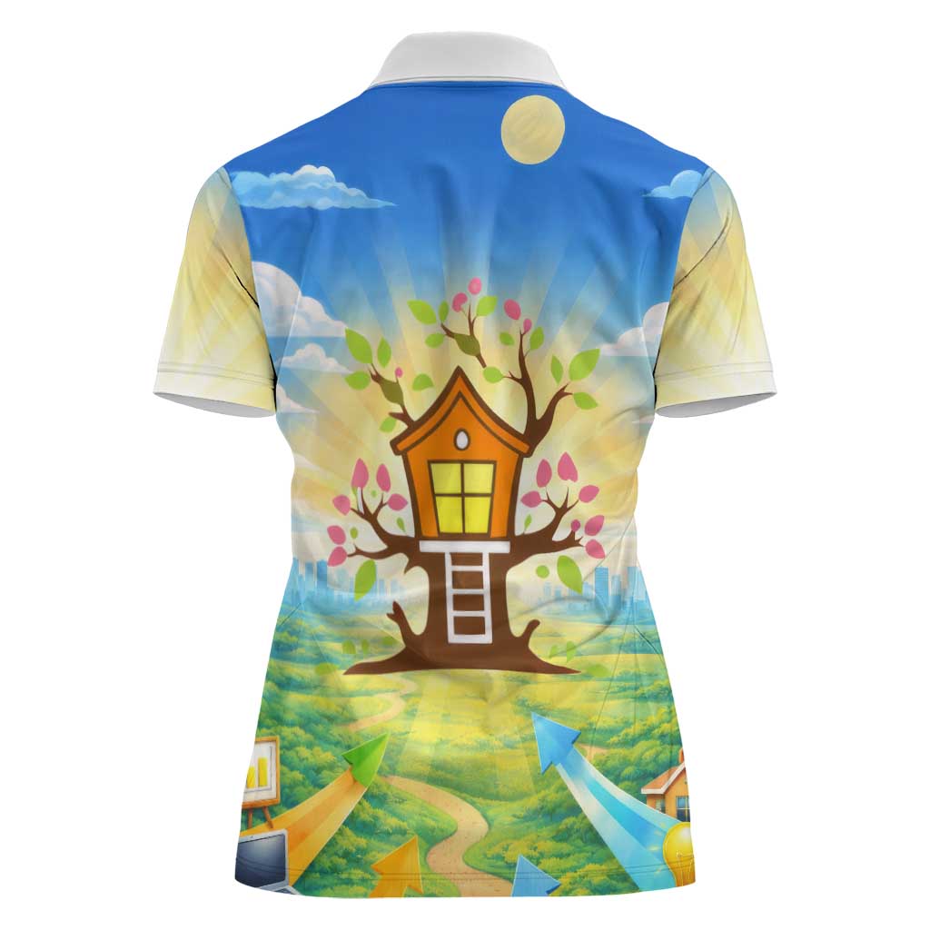 Quality Learning Center Women Polo Shirt Funny Day Care Bright and Playful Branded