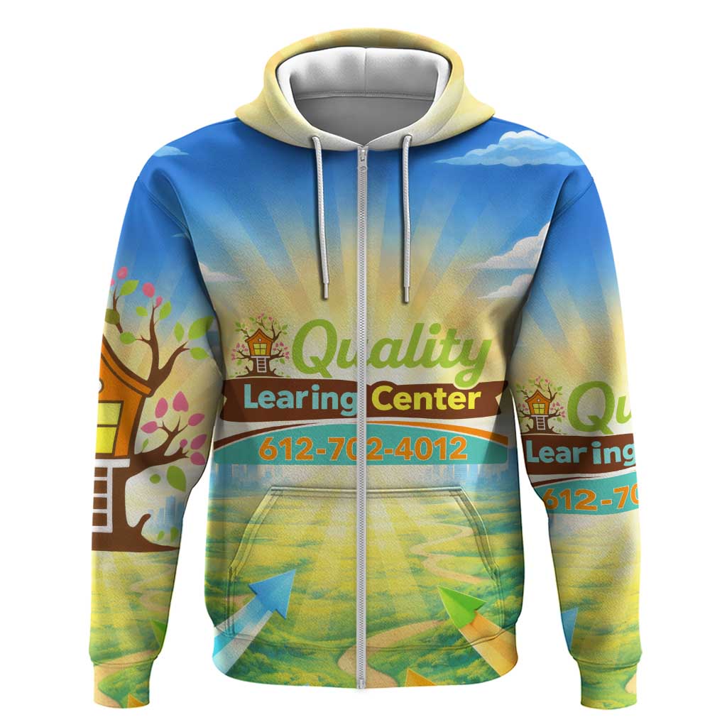 Quality Learning Center Zip Hoodie Funny Day Care Bright and Playful Branded