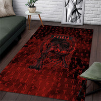 Fenrir Norse Wolf Area Rug Viking Runic Celtic Knot Dark Art