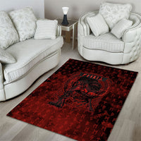 Fenrir Norse Wolf Area Rug Viking Runic Celtic Knot Dark Art