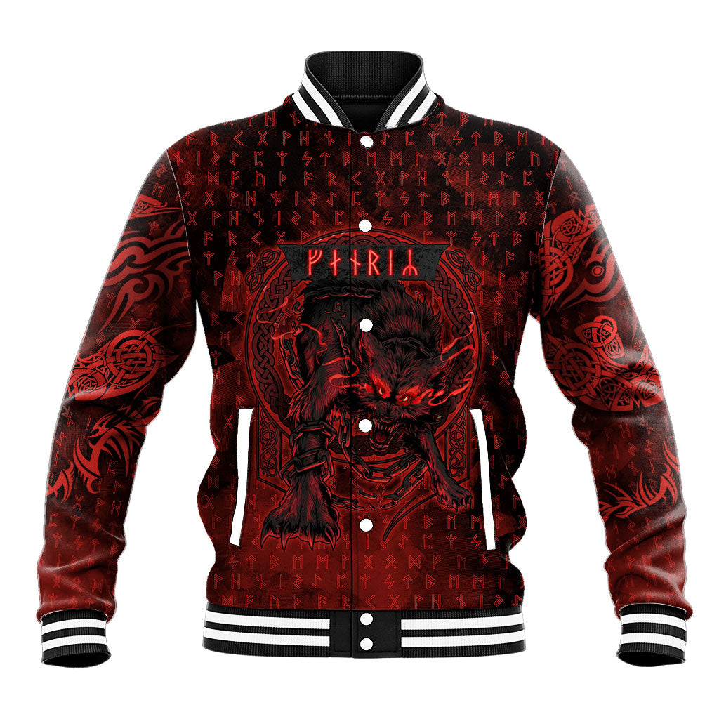 Fenrir Norse Wolf Baseball Jacket Viking Runic Celtic Knot Dark Art