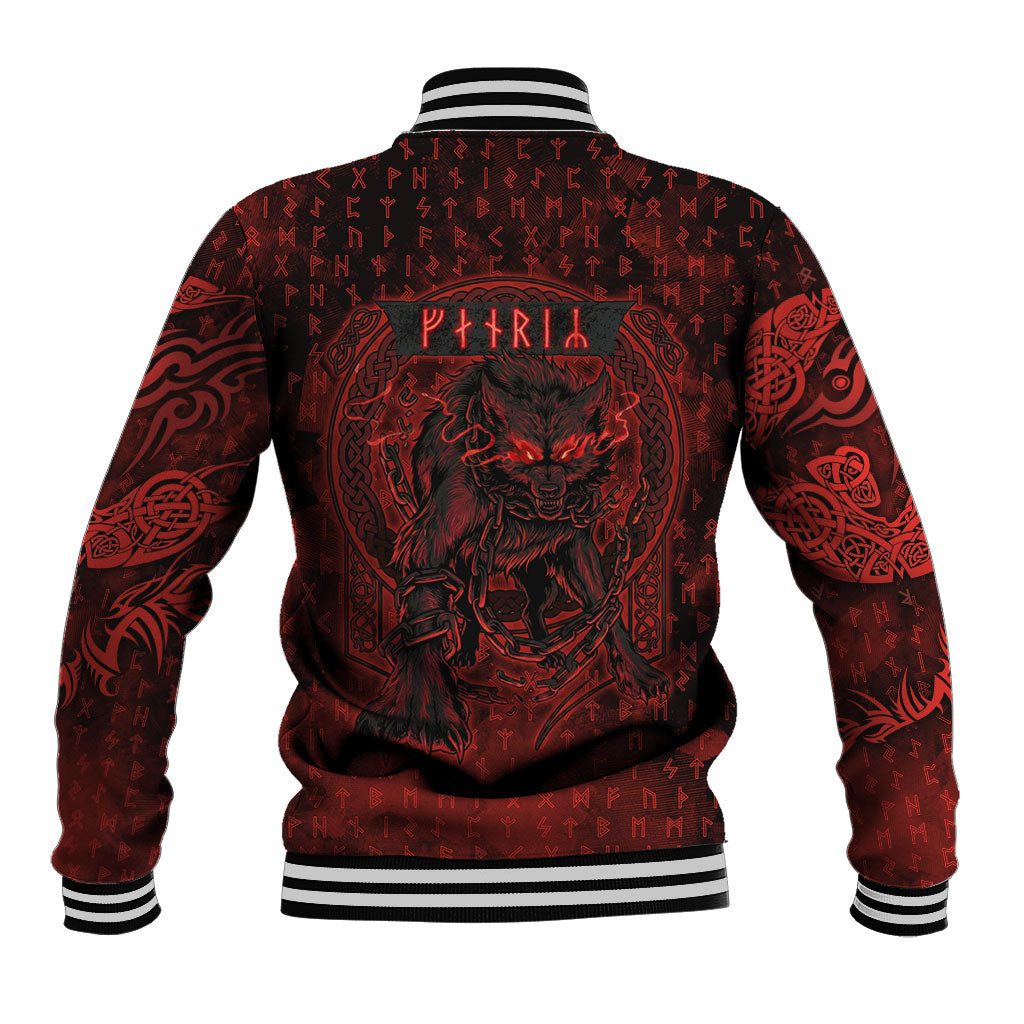 Fenrir Norse Wolf Baseball Jacket Viking Runic Celtic Knot Dark Art