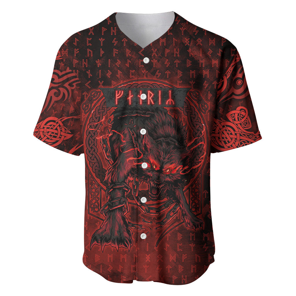 Fenrir Norse Wolf Baseball Jersey Viking Runic Celtic Knot Dark Art
