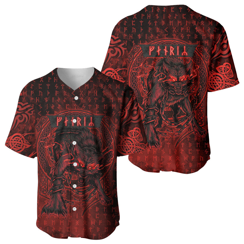 Fenrir Norse Wolf Baseball Jersey Viking Runic Celtic Knot Dark Art