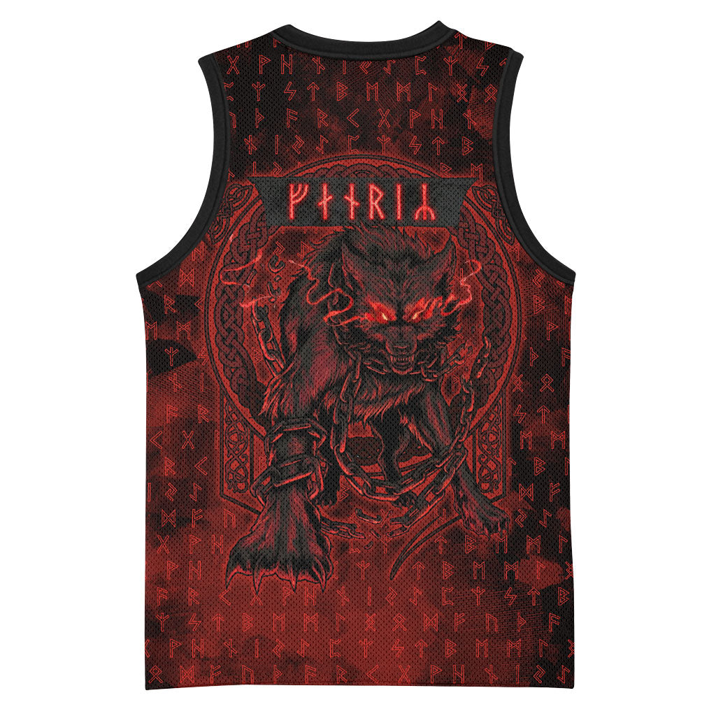 Fenrir Norse Wolf Basketball Jersey Viking Runic Celtic Knot Dark Art