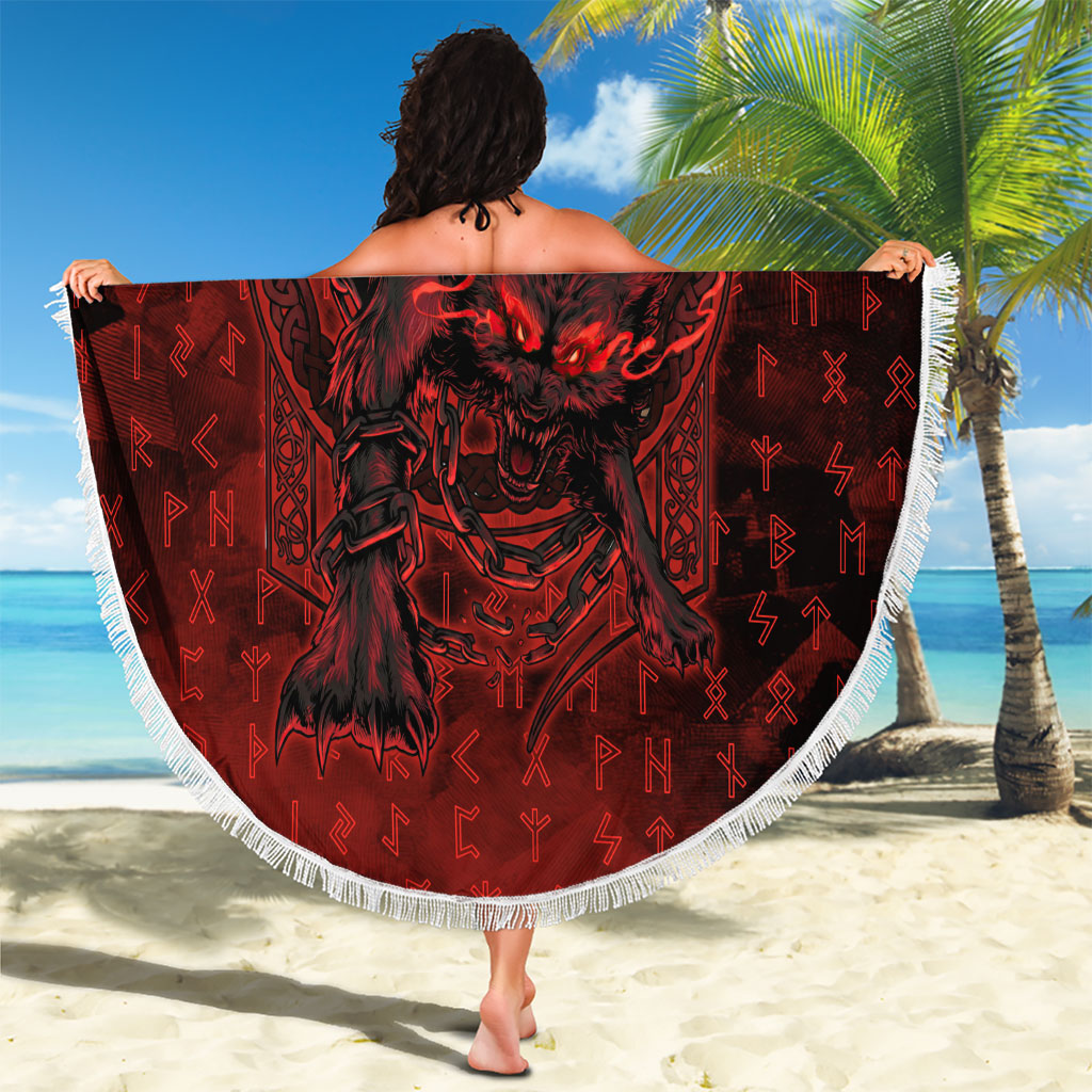 Fenrir Norse Wolf Beach Blanket Viking Runic Celtic Knot Dark Art