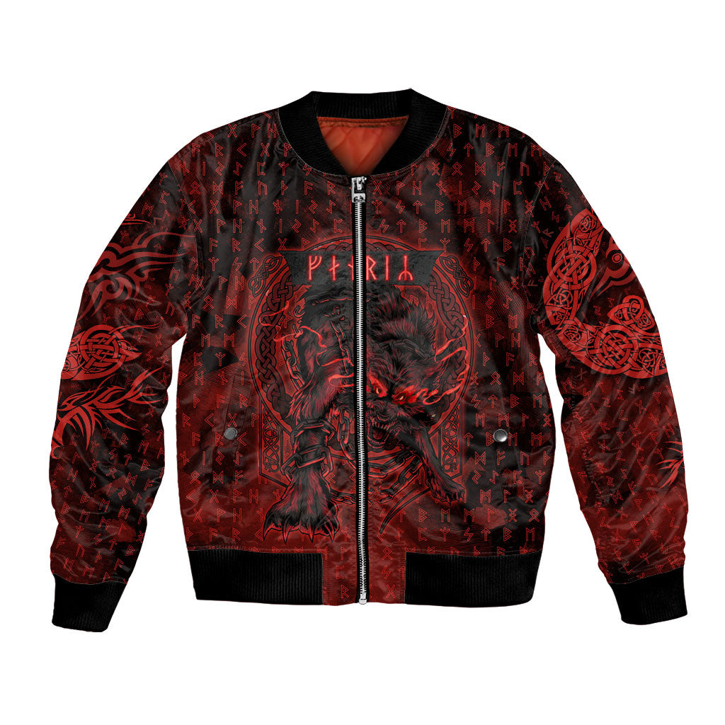 Fenrir Norse Wolf Bomber Jacket Viking Runic Celtic Knot Dark Art