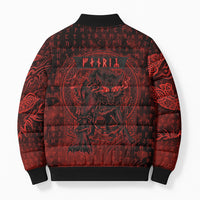 Fenrir Norse Wolf Bomber Puffer Jacket Viking Runic Celtic Knot Dark Art