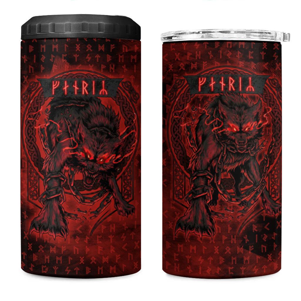 Fenrir Norse Wolf 4 in 1 Can Cooler Tumbler Viking Runic Celtic Knot Dark Art
