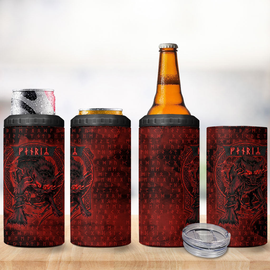 Fenrir Norse Wolf 4 in 1 Can Cooler Tumbler Viking Runic Celtic Knot Dark Art