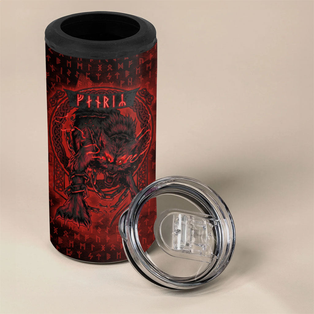 Fenrir Norse Wolf 4 in 1 Can Cooler Tumbler Viking Runic Celtic Knot Dark Art