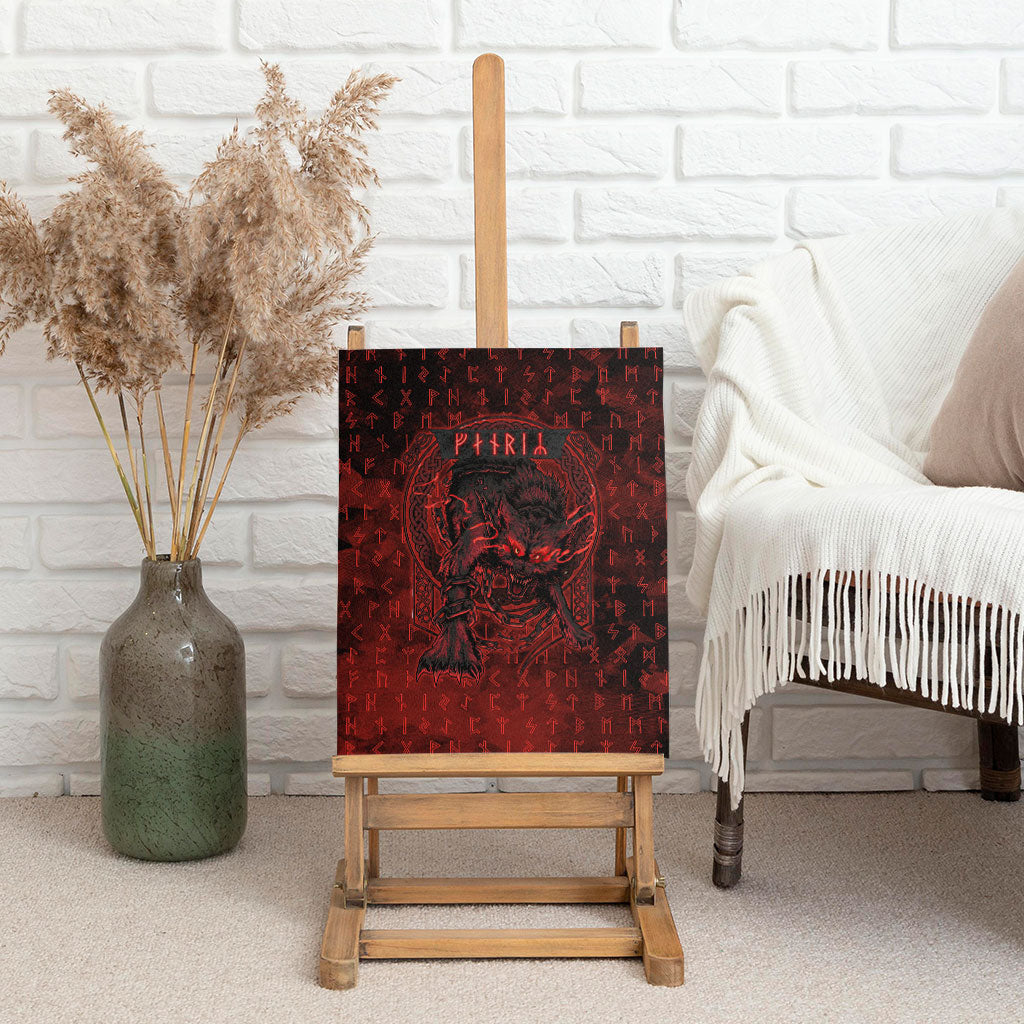 Fenrir Norse Wolf Canvas Wall Art Viking Runic Celtic Knot Dark Art