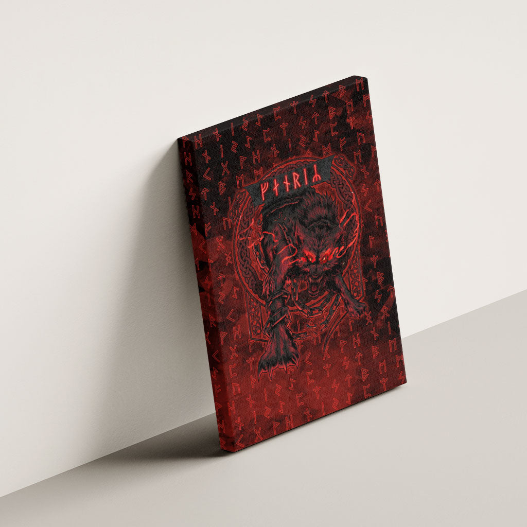 Fenrir Norse Wolf Canvas Wall Art Viking Runic Celtic Knot Dark Art