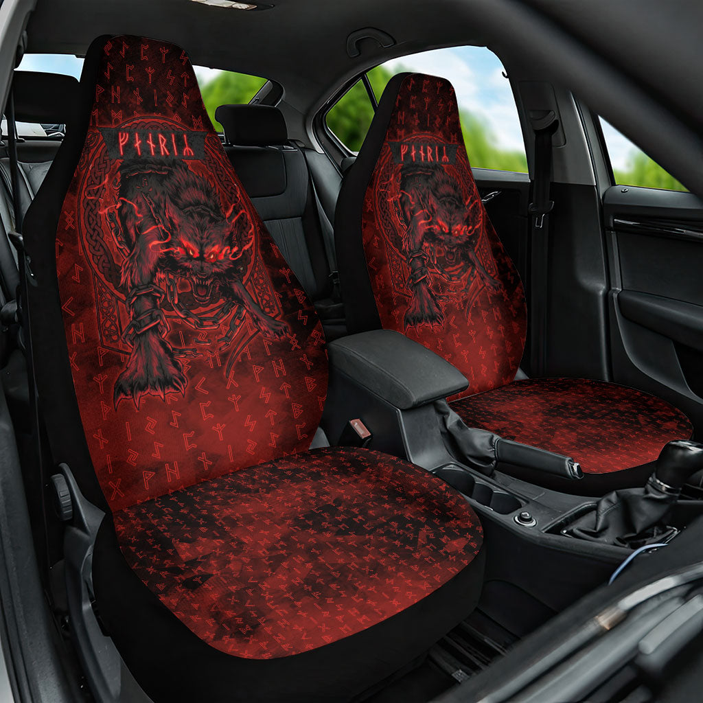 Fenrir Norse Wolf Car Seat Cover Viking Runic Celtic Knot Dark Art