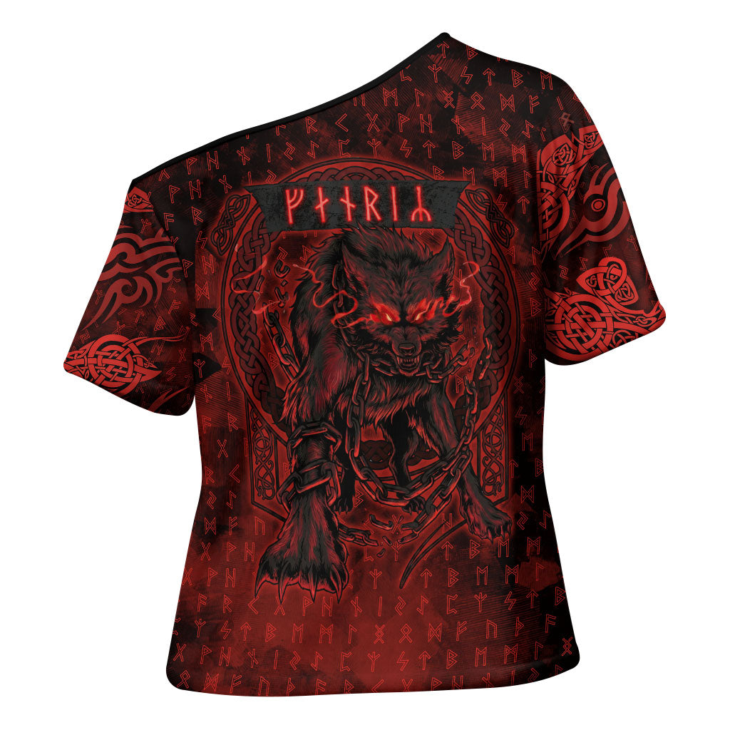 Fenrir Norse Wolf Cross Shoulder Shirt Viking Runic Celtic Knot Dark Art