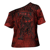Fenrir Norse Wolf Cross Shoulder Shirt Viking Runic Celtic Knot Dark Art