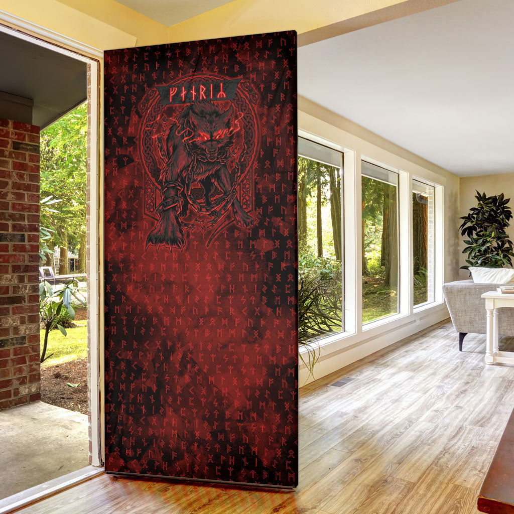 Fenrir Norse Wolf Door Cover Viking Runic Celtic Knot Dark Art