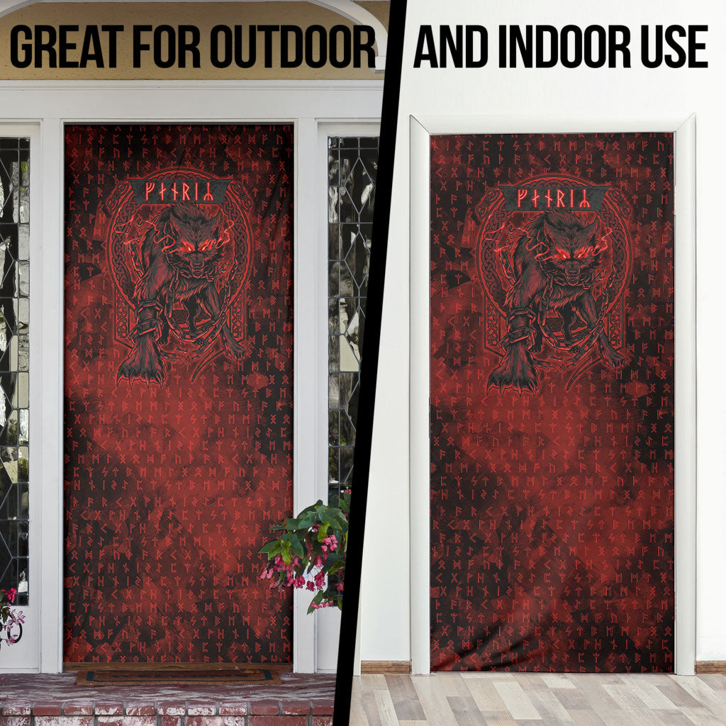 Fenrir Norse Wolf Door Cover Viking Runic Celtic Knot Dark Art