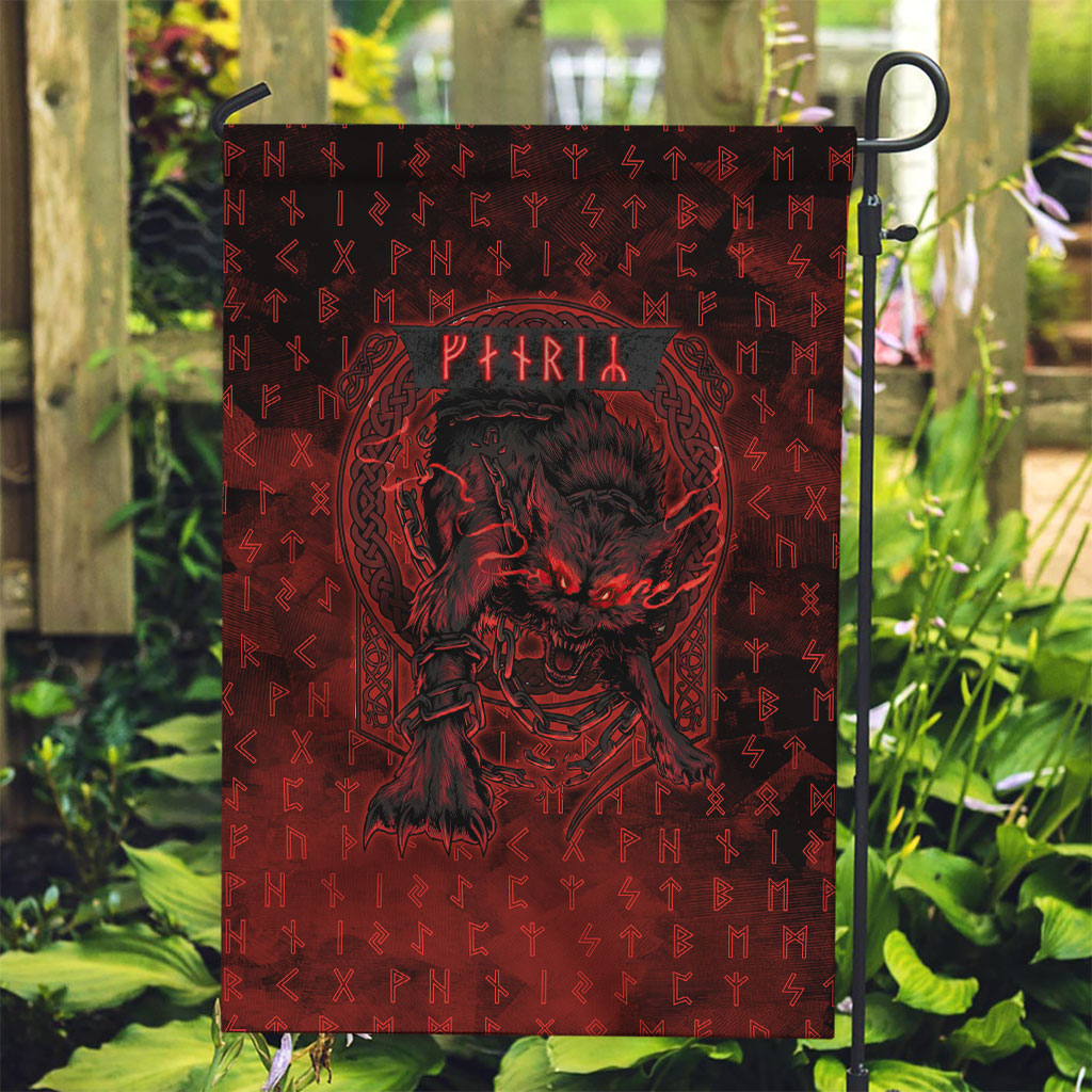 Fenrir Norse Wolf Garden Flag Viking Runic Celtic Knot Dark Art