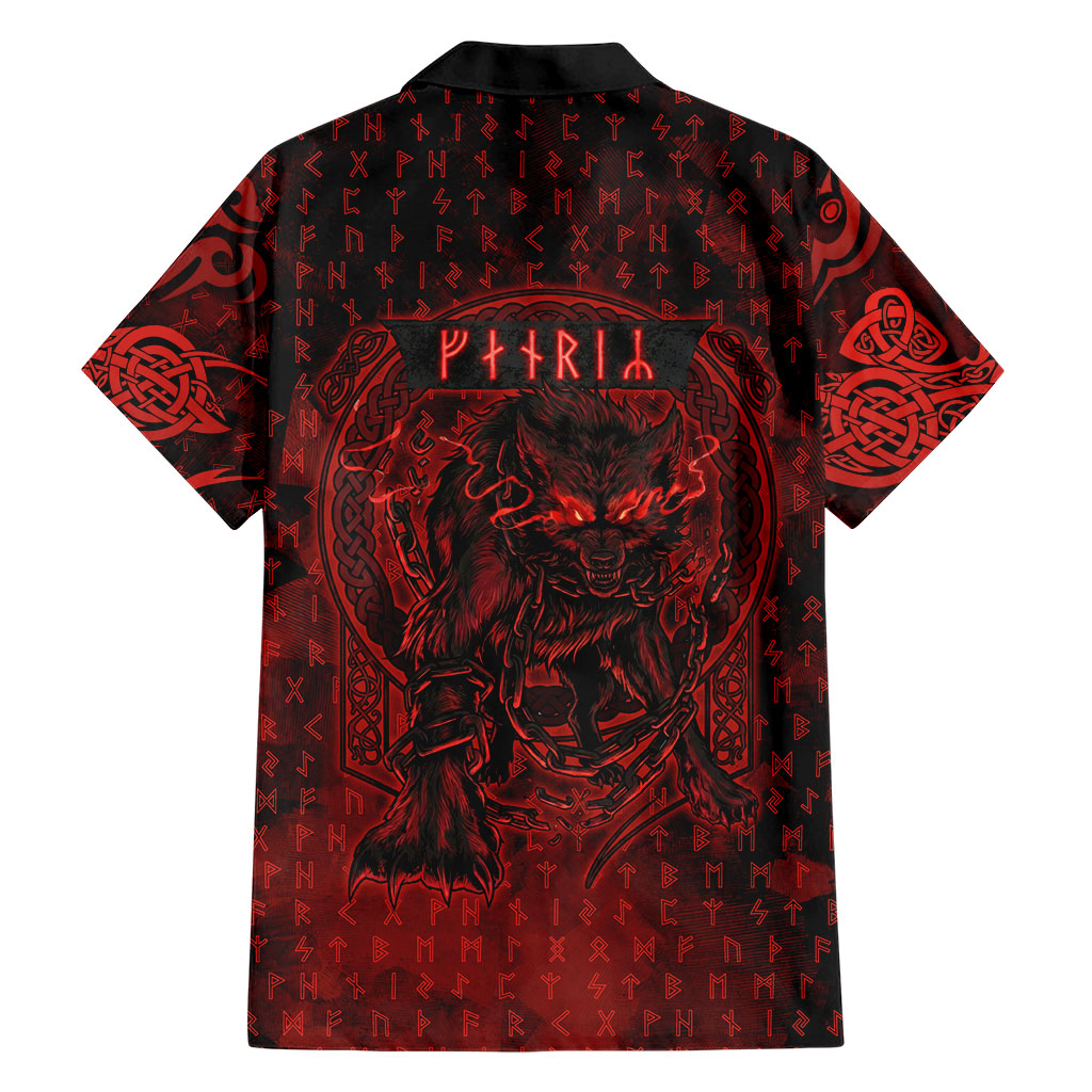 Fenrir Norse Wolf Hawaiian Shirt Viking Runic Celtic Knot Dark Art