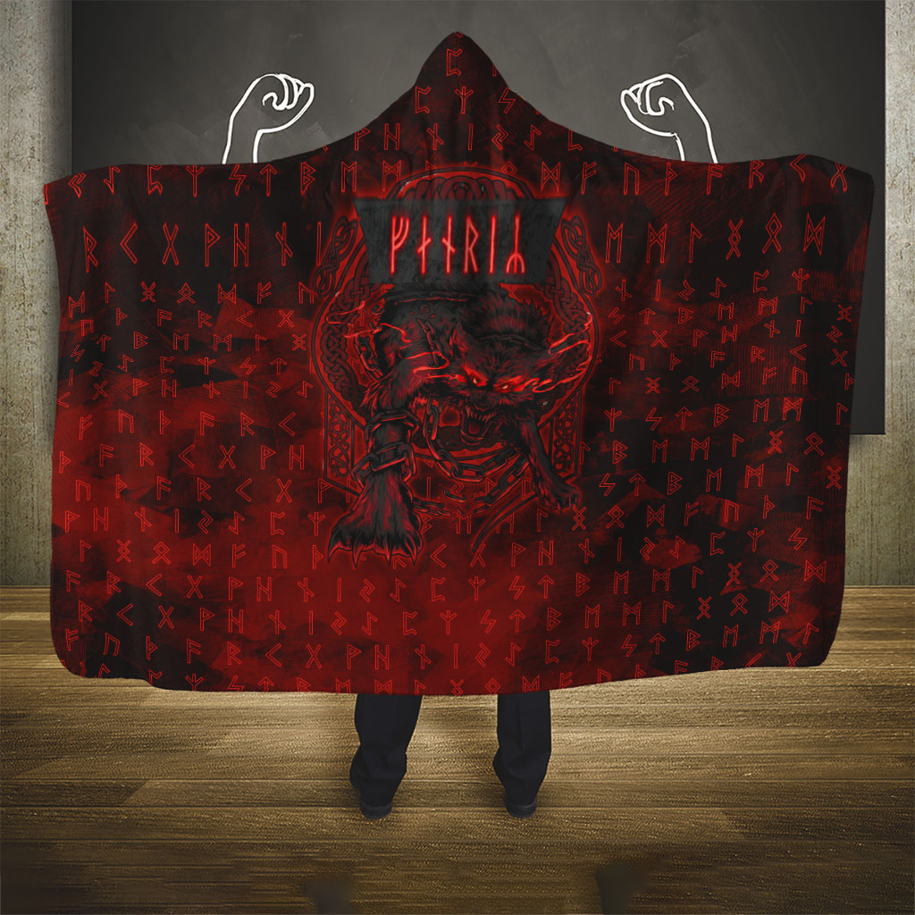 Fenrir Norse Wolf Hooded Blanket Viking Runic Celtic Knot Dark Art
