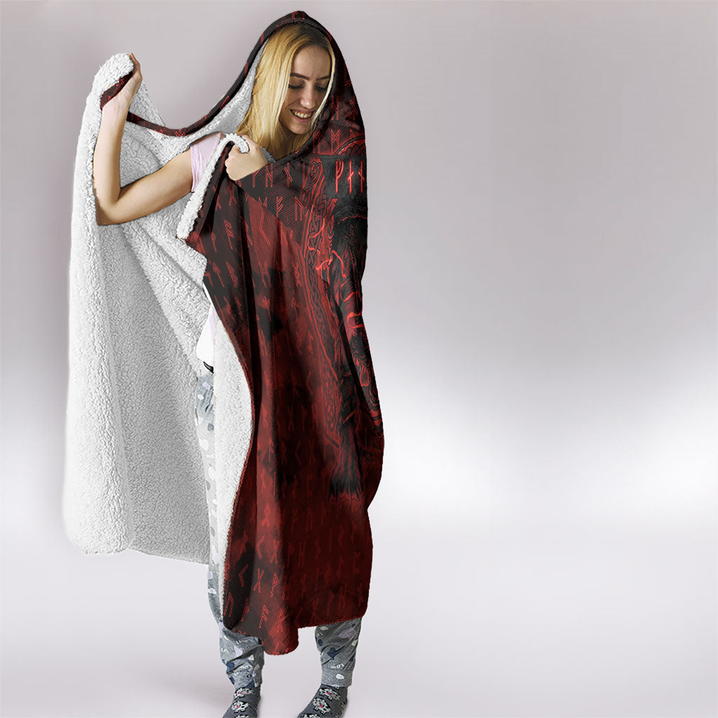 Fenrir Norse Wolf Hooded Blanket Viking Runic Celtic Knot Dark Art