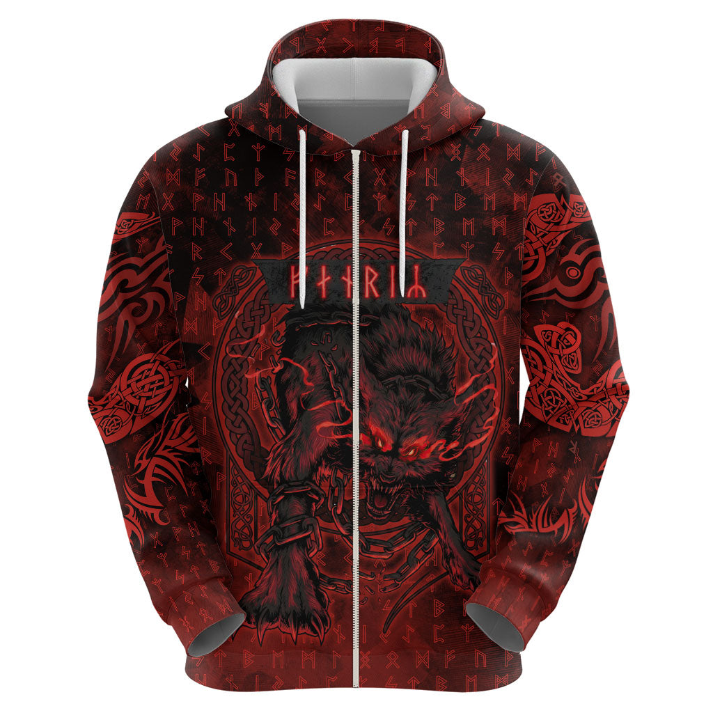 Fenrir Norse Wolf Hoodie Viking Runic Celtic Knot Dark Art